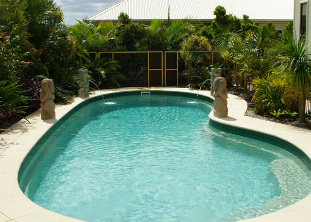 Landscaped fiberglass pool